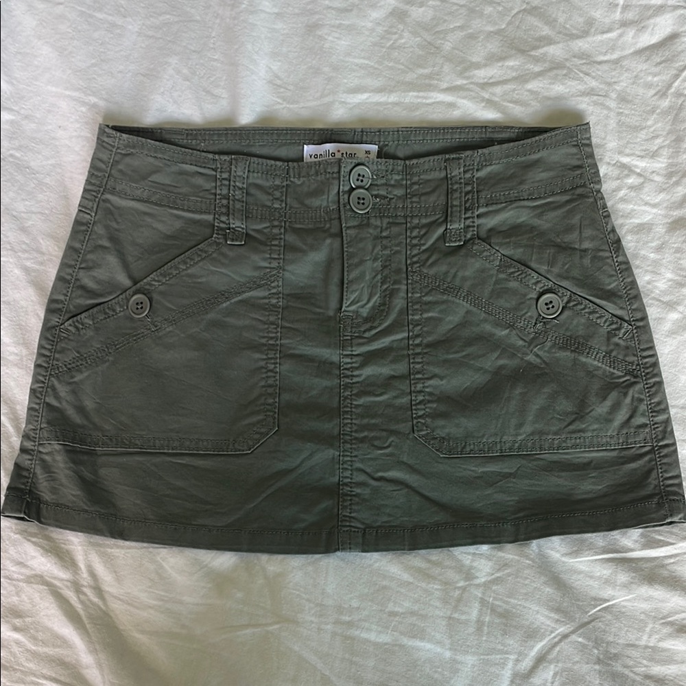 Olive green mini skirt!